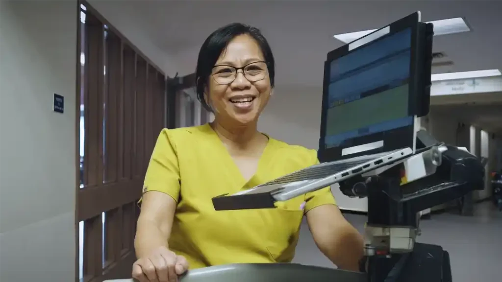 Healthcare worker smiling brightly